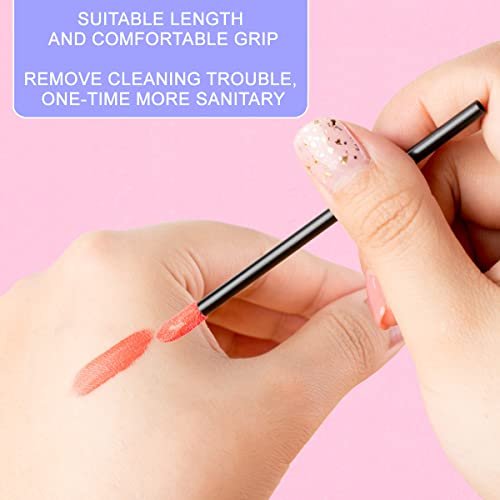 KINGMAS 500Pcs Disposable Lip Wands Applicators - Lint-Free Lip Brushes for Lipstick & Gloss, Black Plastic - görsel 12