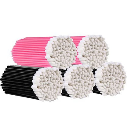 KINGMAS 500Pcs Disposable Lip Wands Applicators - Lint-Free Lip Brushes for Lipstick & Gloss, Black Plastic