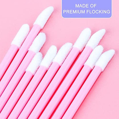 KINGMAS 500Pcs Disposable Lip Wands Applicators - Lint-Free Lip Brushes for Lipstick & Gloss, Black Plastic