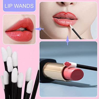 KINGMAS 500Pcs Disposable Lip Wands Applicators - Lint-Free Lip Brushes for Lipstick & Gloss, Black Plastic