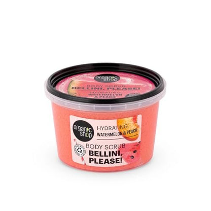 Organic Shop Watermelon & Peach Hydrating Exfoliating Body Scrub – 100% Vegan & Organic Daily Exfoliant for Body, Face, Hands & Feet, 250ml