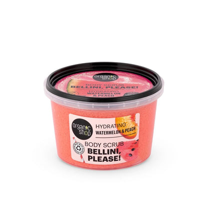 Organic Shop Watermelon & Peach Hydrating Exfoliating Body Scrub – 100% Vegan & Organic Daily Exfoliant for Body, Face, Hands & Feet, 250ml