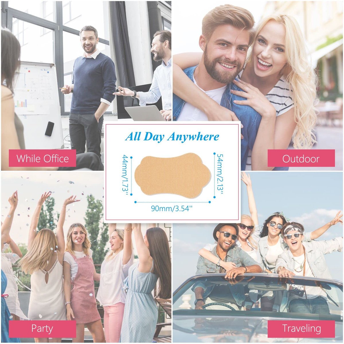 RTBYUE Underarm Sweat Pads - 28 Pack Invisible Self-Adhesive Cotton Armpit Antiperspirant Stickers for Women and Men - görsel 12