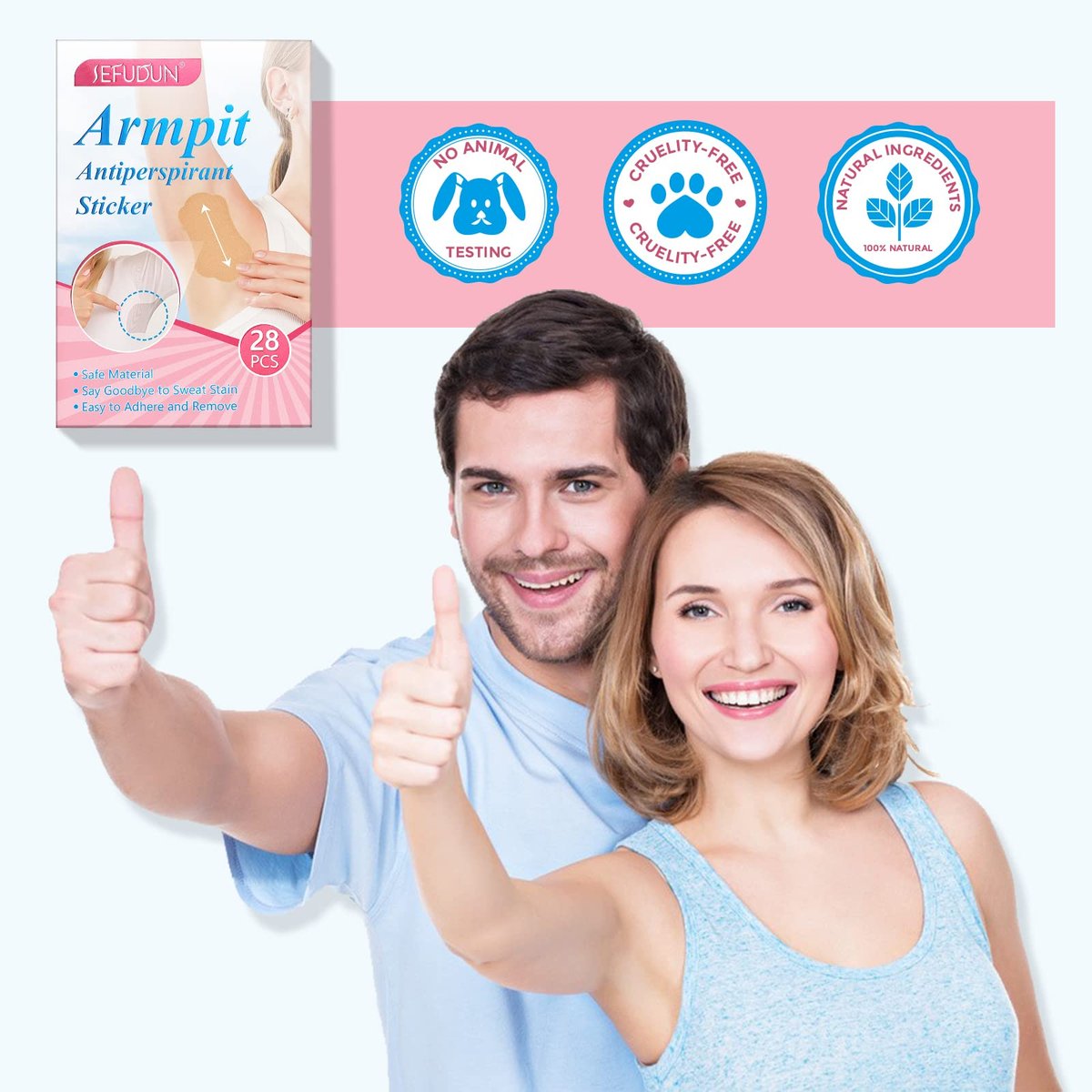 RTBYUE Underarm Sweat Pads - 28 Pack Invisible Self-Adhesive Cotton Armpit Antiperspirant Stickers for Women and Men - görsel 14