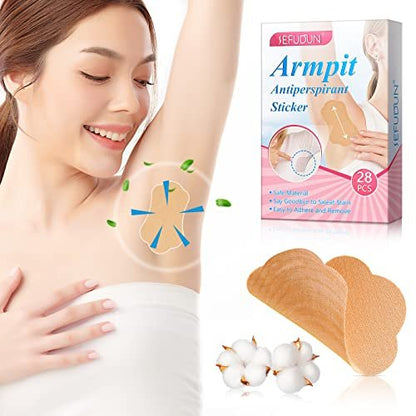 RTBYUE Underarm Sweat Pads - 28 Pack Invisible Self-Adhesive Cotton Armpit Antiperspirant Stickers for Women and Men