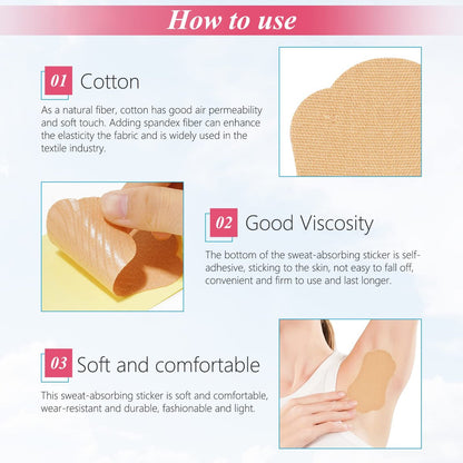 RTBYUE Underarm Sweat Pads - 28 Pack Invisible Self-Adhesive Cotton Armpit Antiperspirant Stickers for Women and Men