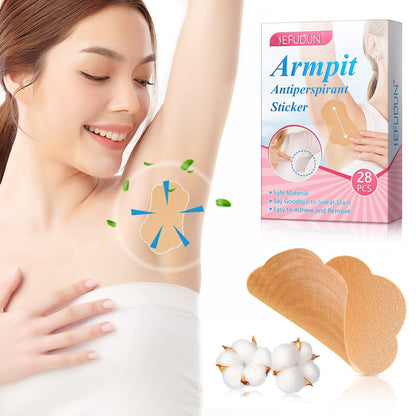 RTBYUE Underarm Sweat Pads - 28 Pack Invisible Self-Adhesive Cotton Armpit Antiperspirant Stickers for Women and Men