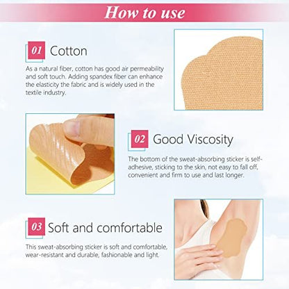 RTBYUE Underarm Sweat Pads - 28 Pack Invisible Self-Adhesive Cotton Armpit Antiperspirant Stickers for Women and Men