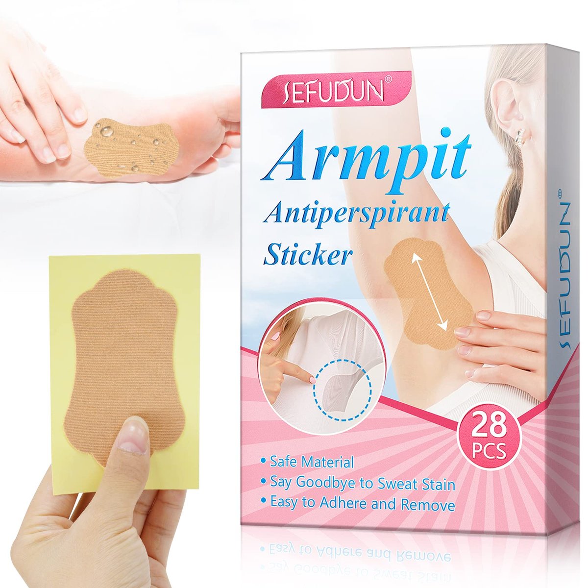 RTBYUE Underarm Sweat Pads - 28 Pack Invisible Self-Adhesive Cotton Armpit Antiperspirant Stickers for Women and Men - görsel 18