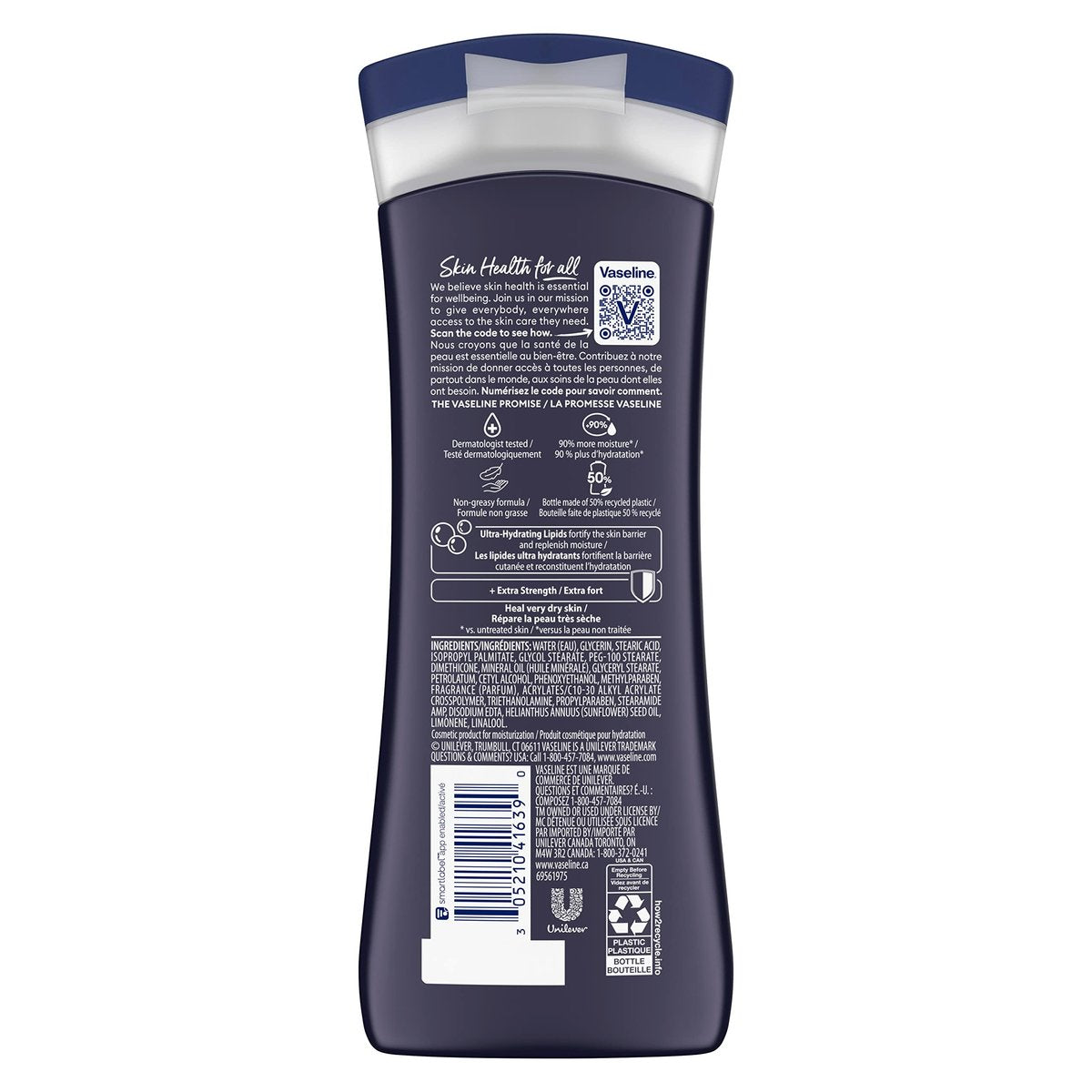 Vaseline Extra Strength 3-in-1 Lotion for Men + Original Lip Therapy – 2-Pack (10 Fl Oz Each) for Dry Skin, Face, Hands & Body Avelisse