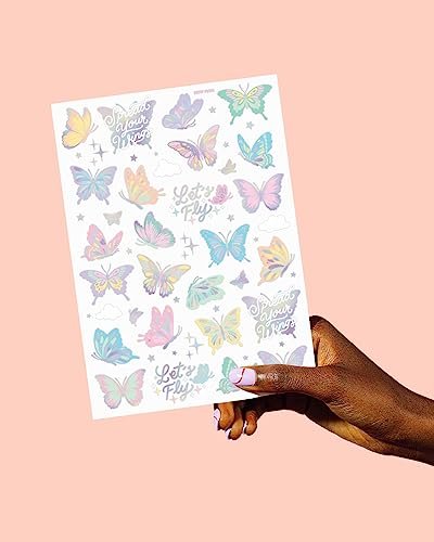 xo, Fetti Pastel Butterfly Temporary Tattoos - 70 Foil Styles for Rainbow Fairy Birthday Parties, Monarchs, Hearts, Flowers, Garden Arts & Baby Shower Decor - görsel 11