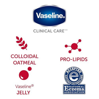 Vaseline Eczema Calming Therapy Cream 2-Pack with Colloidal Oatmeal + Original Lip Therapy – 3 Piece Set for Dry Skin Relief Avelisse