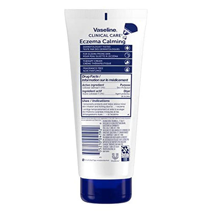 Vaseline Eczema Calming Therapy Cream 2-Pack with Colloidal Oatmeal + Original Lip Therapy – 3 Piece Set for Dry Skin Relief Avelisse