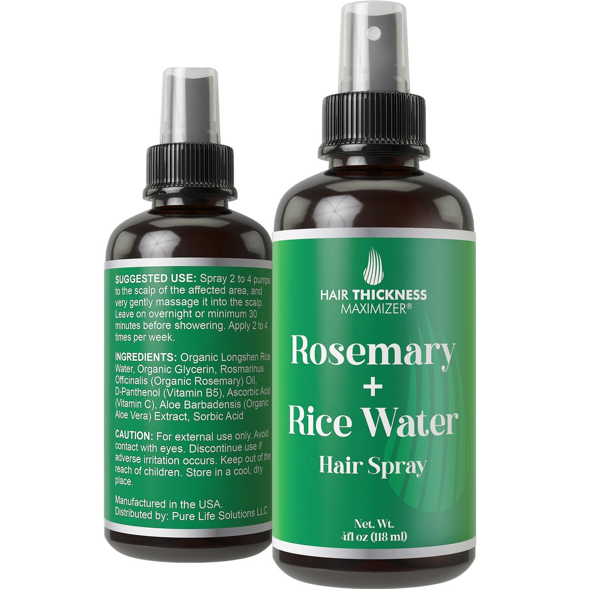 Longsheng Rice Water and Rosemary Hair Growth Spray for Women & Men - 4oz Vegan Scalp Treatment for Thickening, Moisturizing and Strengthening Dry, Weak Hair Avelisse