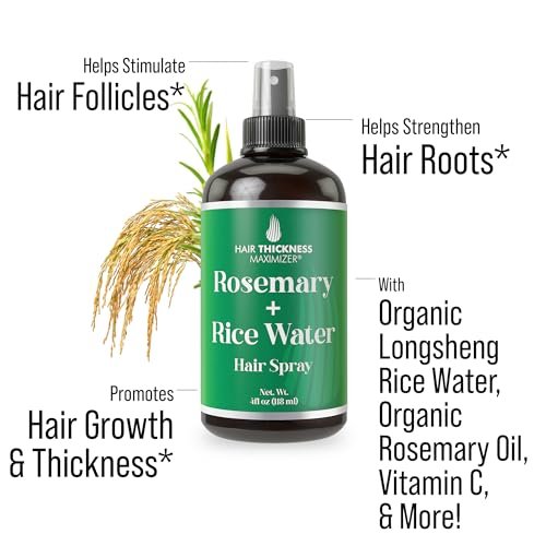 Longsheng Rice Water and Rosemary Hair Growth Spray for Women & Men - 4oz Vegan Scalp Treatment for Thickening, Moisturizing and Strengthening Dry, Weak Hair Avelisse