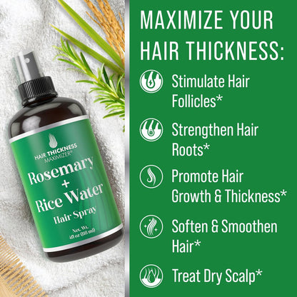 Longsheng Rice Water and Rosemary Hair Growth Spray for Women & Men - 4oz Vegan Scalp Treatment for Thickening, Moisturizing and Strengthening Dry, Weak Hair Avelisse
