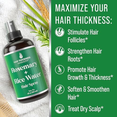 Longsheng Rice Water and Rosemary Hair Growth Spray for Women & Men - 4oz Vegan Scalp Treatment for Thickening, Moisturizing and Strengthening Dry, Weak Hair Avelisse