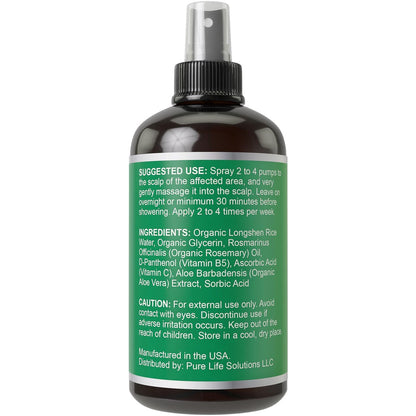 Longsheng Rice Water and Rosemary Hair Growth Spray for Women & Men - 4oz Vegan Scalp Treatment for Thickening, Moisturizing and Strengthening Dry, Weak Hair Avelisse