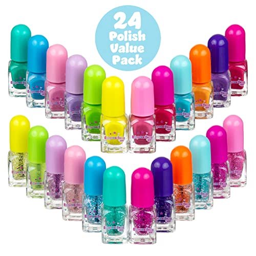 EXPRESSIONS 24-Piece Scented Nail Polish Value Pack – Non-Toxic, Water-Based Manicure & Pedicure Set for Girls Avelisse