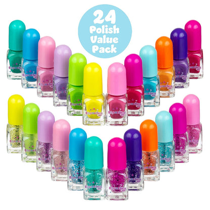EXPRESSIONS 24-Piece Scented Nail Polish Value Pack – Non-Toxic, Water-Based Manicure & Pedicure Set for Girls Avelisse