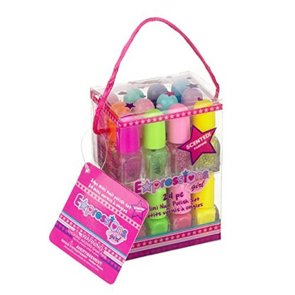 EXPRESSIONS 24-Piece Scented Nail Polish Value Pack – Non-Toxic, Water-Based Manicure & Pedicure Set for Girls Avelisse