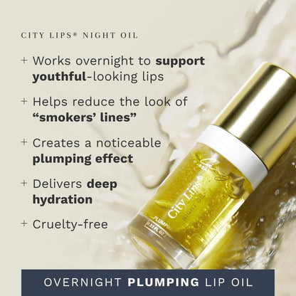 City Lips Night Oil - Overnight Lip Plumping & Hydrating Treatment with Hyaluronic Acid & Plant Extracts Avelisse