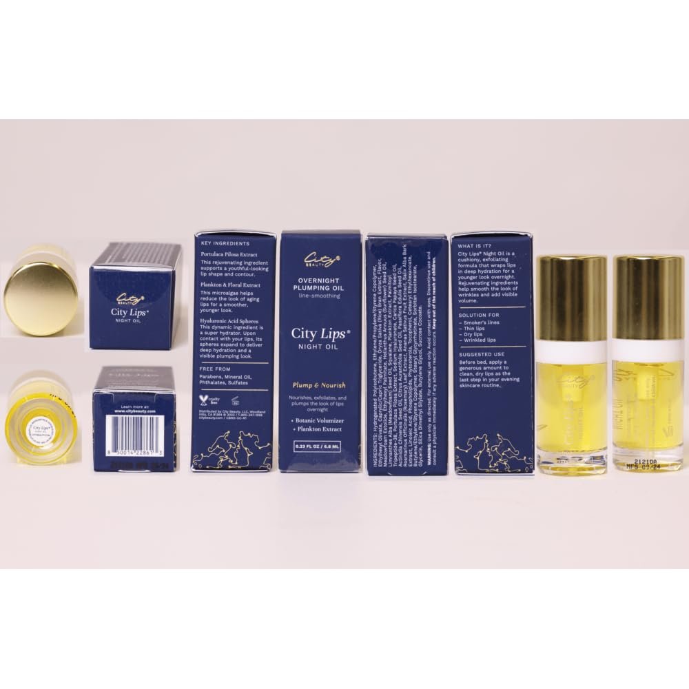 City Lips Night Oil - Overnight Lip Plumping & Hydrating Treatment with Hyaluronic Acid & Plant Extracts Avelisse