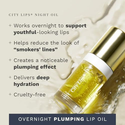 City Lips Night Oil - Overnight Lip Plumping & Hydrating Treatment with Hyaluronic Acid & Plant Extracts Avelisse