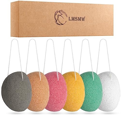 Organic Konjac Cleansing Facial Sponges Set - Gentle Exfoliating Konjac Sponge Scrubbers for Face & Body with Activated Charcoal, Natural Skincare Tools for Oily, Dry, Combination, Sensitive Skin (6 Pack, Brown) - görsel 2