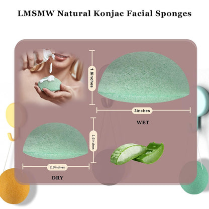Organic Konjac Cleansing Facial Sponges Set - Gentle Exfoliating Konjac Sponge Scrubbers for Face & Body with Activated Charcoal, Natural Skincare Tools for Oily, Dry, Combination, Sensitive Skin (6 Pack, Brown)
