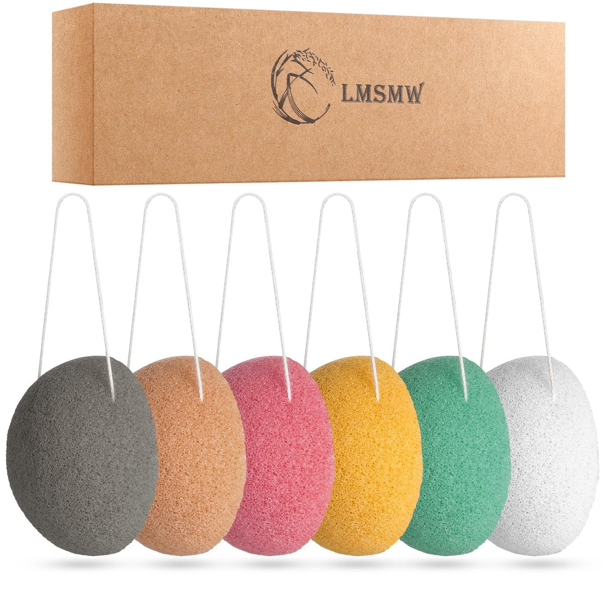 Organic Konjac Cleansing Facial Sponges Set - Gentle Exfoliating Konjac Sponge Scrubbers for Face & Body with Activated Charcoal, Natural Skincare Tools for Oily, Dry, Combination, Sensitive Skin (6 Pack, Brown) - görsel 1