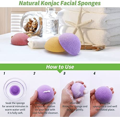 Organic Konjac Cleansing Facial Sponges Set - Gentle Exfoliating Konjac Sponge Scrubbers for Face & Body with Activated Charcoal, Natural Skincare Tools for Oily, Dry, Combination, Sensitive Skin (6 Pack, Brown) - görsel 12