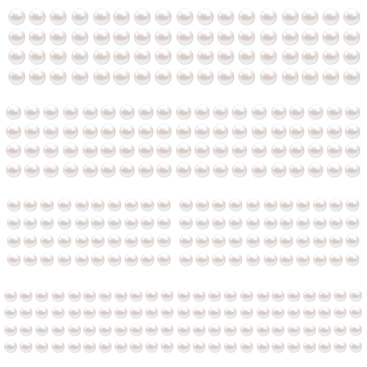 LOMIMOS 3090 Pcs Pearl Stickers - 4 Size Self Adhesive White Flat Faux Back Pearl Embellishment for Face Beauty Makeup Hair Nail Phone DIY Craft Decor (3/4/5/6mm) - görsel 1