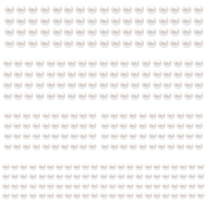 LOMIMOS 3090 Pcs Pearl Stickers - 4 Size Self Adhesive White Flat Faux Back Pearl Embellishment for Face Beauty Makeup Hair Nail Phone DIY Craft Decor (3/4/5/6mm)