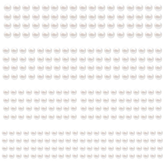 LOMIMOS 3090 Pcs Pearl Stickers - 4 Size Self Adhesive White Flat Faux Back Pearl Embellishment for Face Beauty Makeup Hair Nail Phone DIY Craft Decor (3/4/5/6mm)