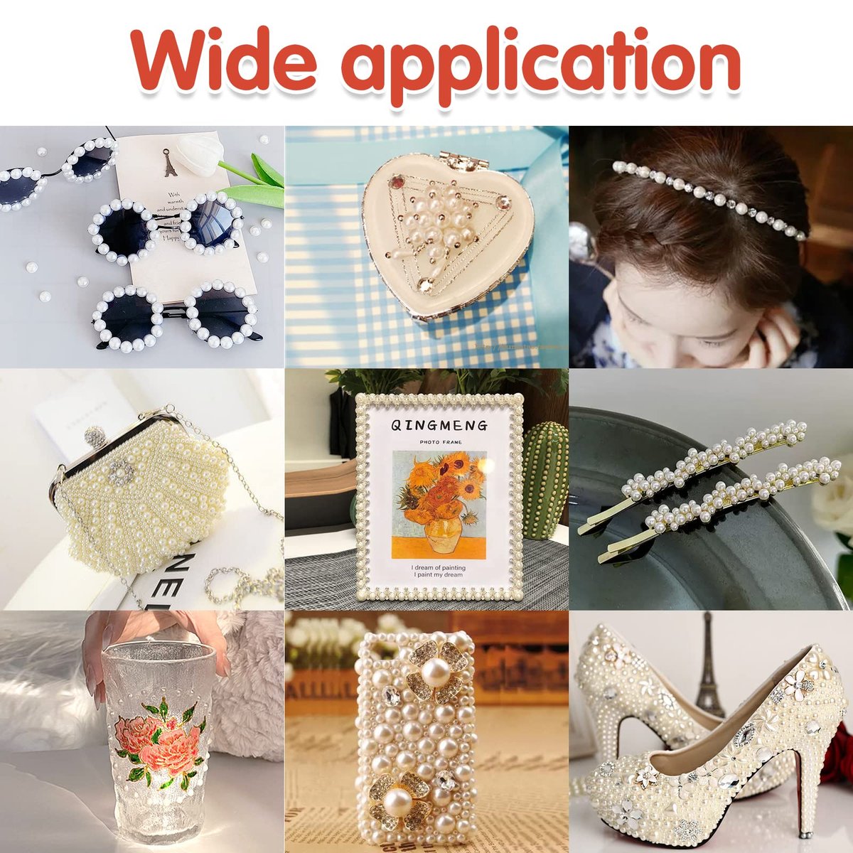 LOMIMOS 3090 Pcs Pearl Stickers - 4 Size Self Adhesive White Flat Faux Back Pearl Embellishment for Face Beauty Makeup Hair Nail Phone DIY Craft Decor (3/4/5/6mm) - görsel 13
