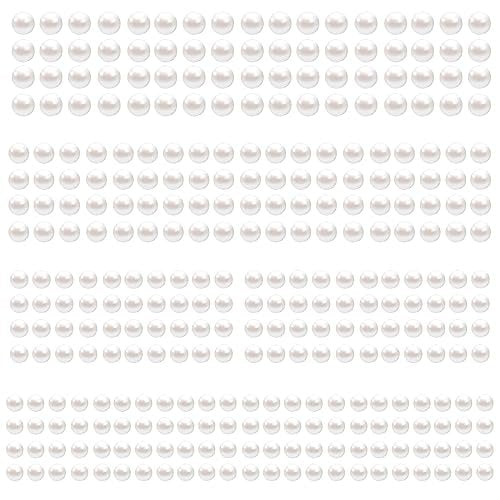 LOMIMOS 3090 Pcs Pearl Stickers - 4 Size Self Adhesive White Flat Faux Back Pearl Embellishment for Face Beauty Makeup Hair Nail Phone DIY Craft Decor (3/4/5/6mm) - görsel 2