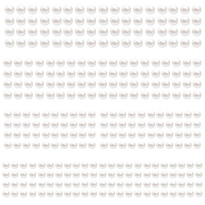 LOMIMOS 3090 Pcs Pearl Stickers - 4 Size Self Adhesive White Flat Faux Back Pearl Embellishment for Face Beauty Makeup Hair Nail Phone DIY Craft Decor (3/4/5/6mm)