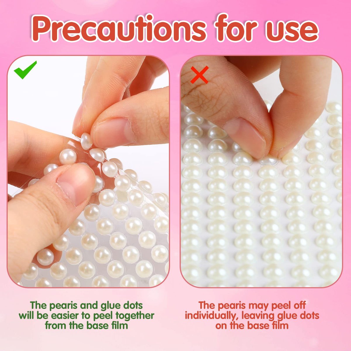 LOMIMOS 3090 Pcs Pearl Stickers - 4 Size Self Adhesive White Flat Faux Back Pearl Embellishment for Face Beauty Makeup Hair Nail Phone DIY Craft Decor (3/4/5/6mm) - görsel 5