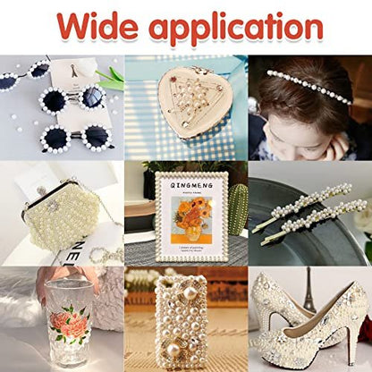 LOMIMOS 3090 Pcs Pearl Stickers - 4 Size Self Adhesive White Flat Faux Back Pearl Embellishment for Face Beauty Makeup Hair Nail Phone DIY Craft Decor (3/4/5/6mm)