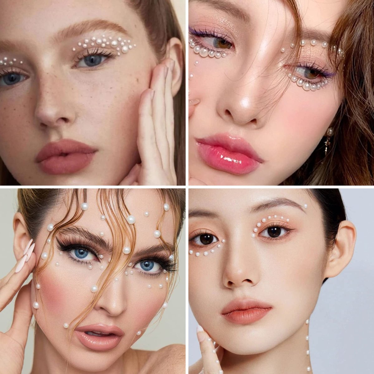 LOMIMOS 3090 Pcs Pearl Stickers - 4 Size Self Adhesive White Flat Faux Back Pearl Embellishment for Face Beauty Makeup Hair Nail Phone DIY Craft Decor (3/4/5/6mm) - görsel 9
