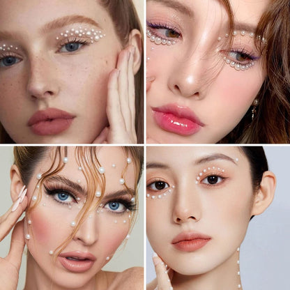 LOMIMOS 3090 Pcs Pearl Stickers - 4 Size Self Adhesive White Flat Faux Back Pearl Embellishment for Face Beauty Makeup Hair Nail Phone DIY Craft Decor (3/4/5/6mm)