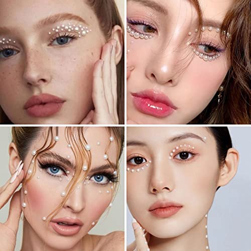 LOMIMOS 3090 Pcs Pearl Stickers - 4 Size Self Adhesive White Flat Faux Back Pearl Embellishment for Face Beauty Makeup Hair Nail Phone DIY Craft Decor (3/4/5/6mm) - görsel 10