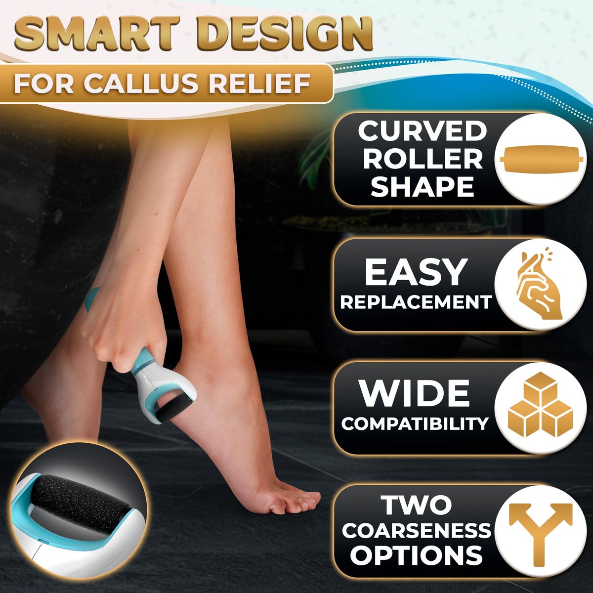 11 Pcs Replacement Rollers for Electric Foot Callus Remover - Extra Coarse & Regular Coarse Refill Heads for Pedi Perfect Pro - görsel 7