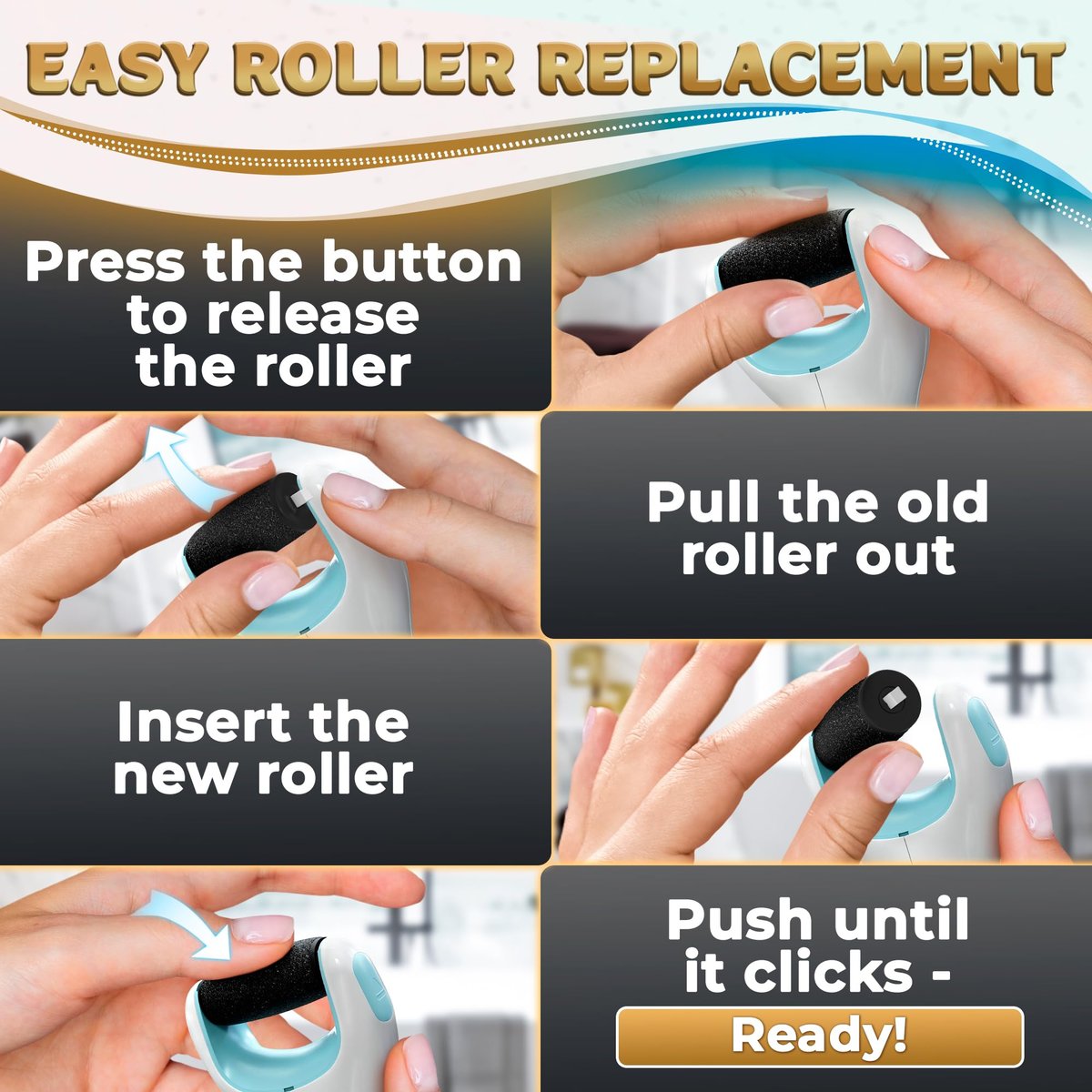 11 Pcs Replacement Rollers for Electric Foot Callus Remover - Extra Coarse & Regular Coarse Refill Heads for Pedi Perfect Pro - görsel 9