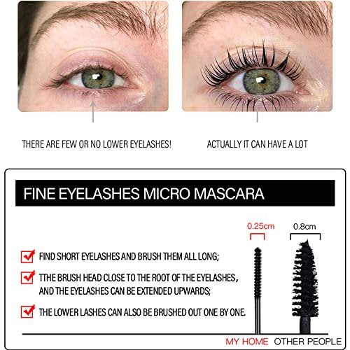 Ultra Fine Waterproof Mascara for Fine Short Eyelashes – Lengthening & Thickening, Catches Tiny Lashes (1 Pack, Black) - görsel 4