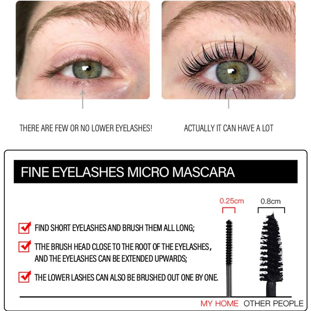 Ultra Fine Waterproof Mascara for Fine Short Eyelashes – Lengthening & Thickening, Catches Tiny Lashes (1 Pack, Black) - görsel 3