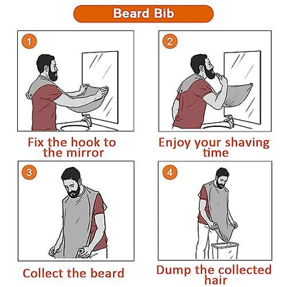 PLACHIDAY Beard Bib Beard Apron for Men - Black Nylon Trimming Catcher, Gifts for Dad, Husband, Father's Day