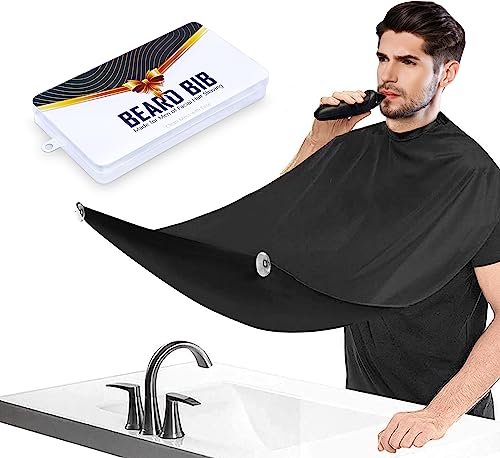 PLACHIDAY Beard Bib Beard Apron for Men - Black Nylon Trimming Catcher, Gifts for Dad, Husband, Father's Day - görsel 2