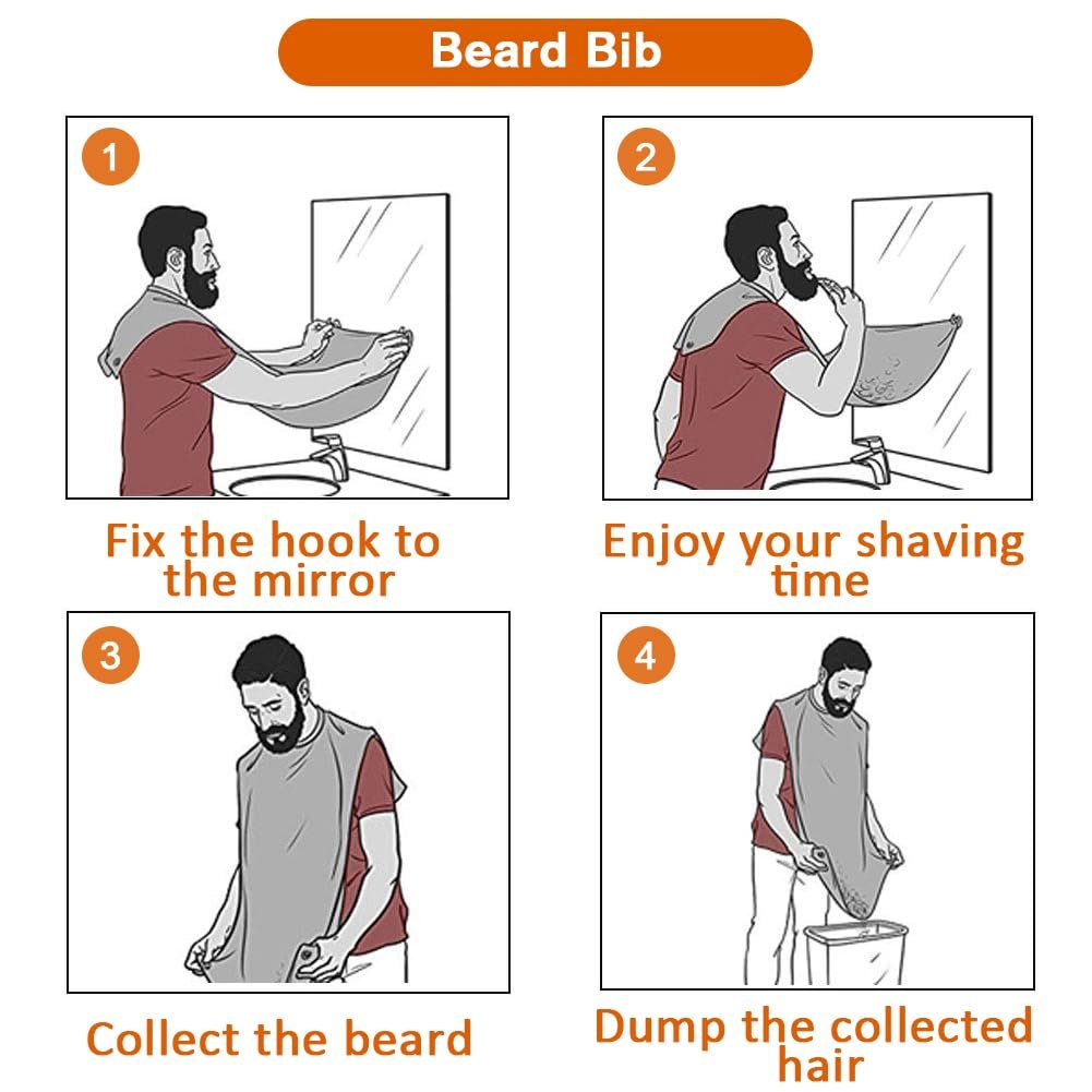 PLACHIDAY Beard Bib Beard Apron for Men - Black Nylon Trimming Catcher, Gifts for Dad, Husband, Father's Day - görsel 9
